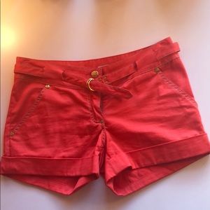 LaRok orange and gold shorts with belt. Size 2.